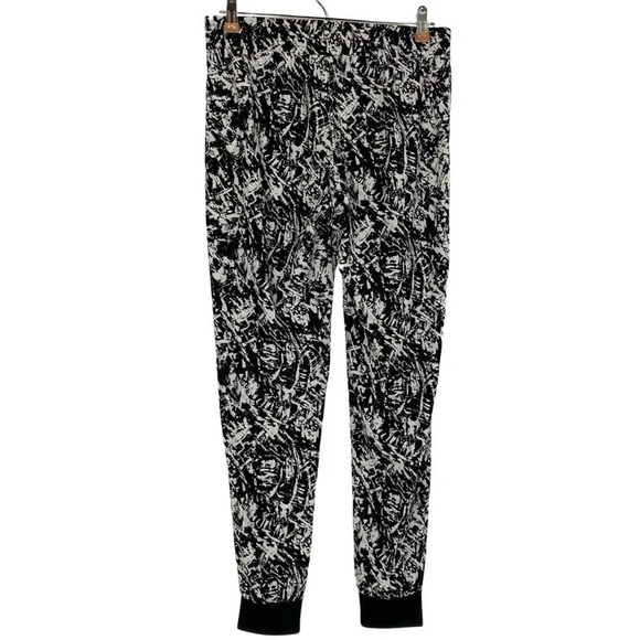 Aqua Brand Printed Jogger Pants Womens Small Black Slacks Trousers Lightweight - Picture 2 of 8